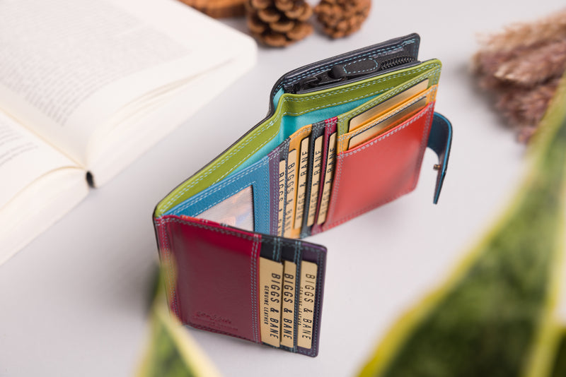 Personalised Engraved Black Multi Leather Purse