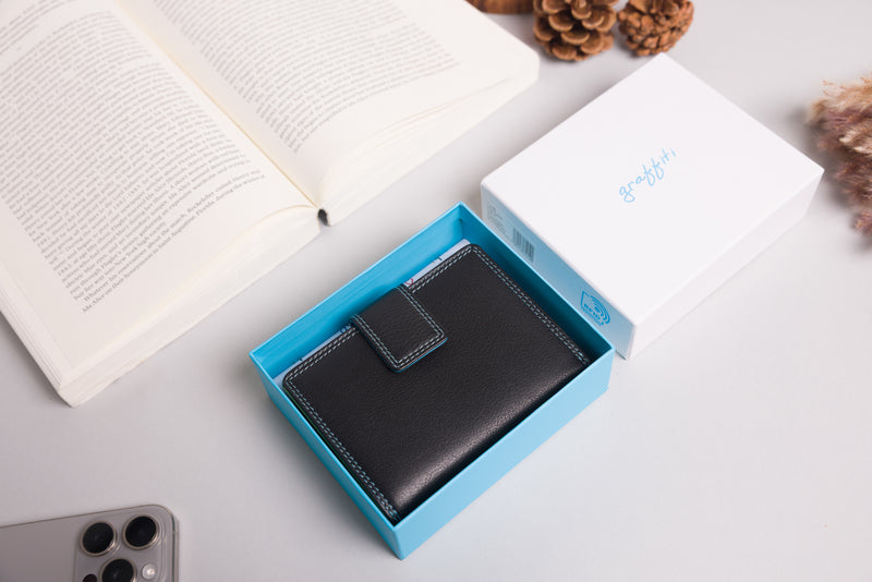 Personalised Engraved Black Multi Leather Purse
