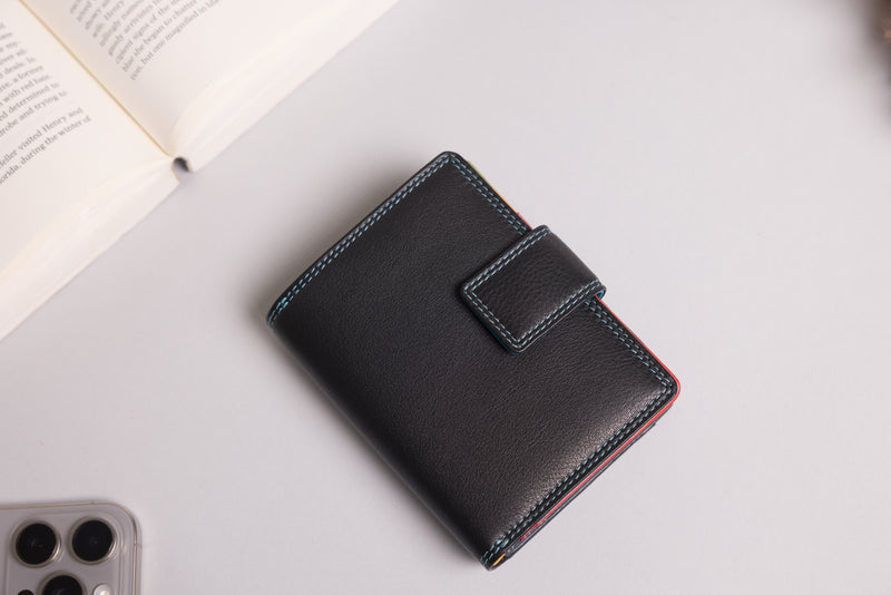 Personalised Engraved Black Multi Leather Purse