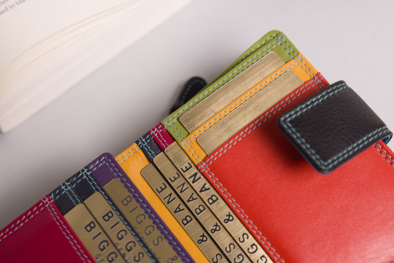 Personalised Engraved Black Multi Leather Purse