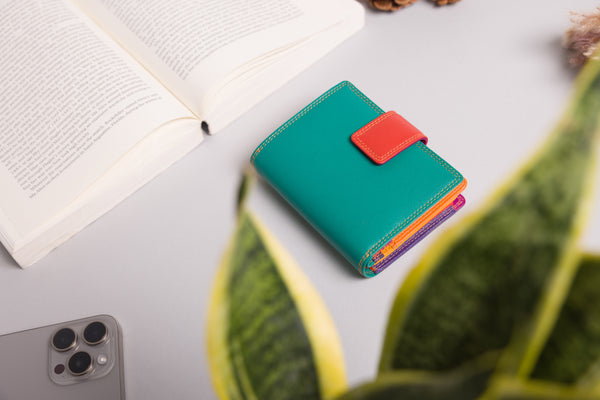 Personalised Engraved Orange Multi Leather Purse