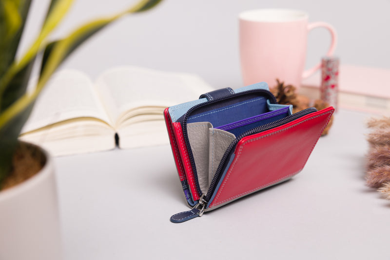 Personalised Engraved Sky Multi Leather Purse