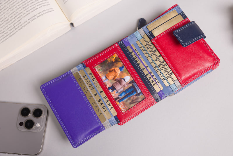 Personalised Engraved Sky Multi Leather Purse