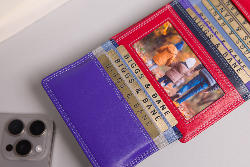 Personalised Engraved Sky Multi Leather Purse