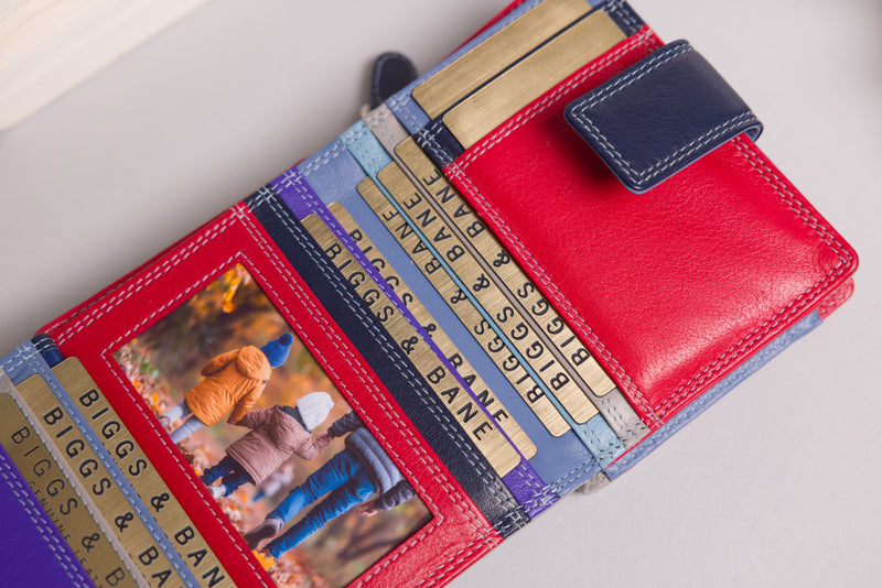 Personalised Engraved Sky Multi Leather Purse