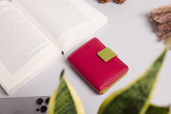 Personalised Engraved Red Multi Leather Purse