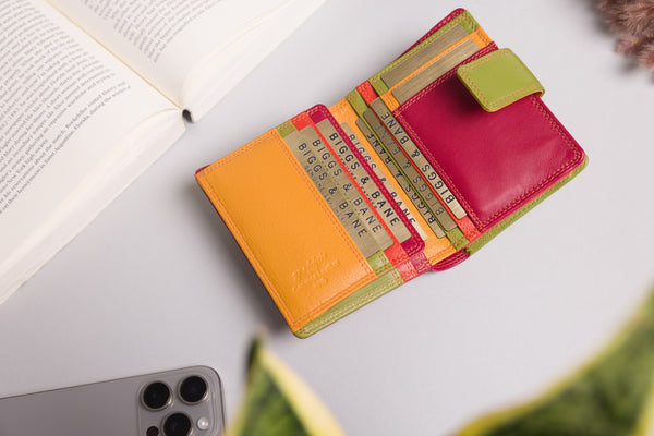 Personalised Engraved Red Multi Leather Purse