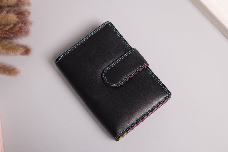 Personalised Engraved Black Multi Leather Purse
