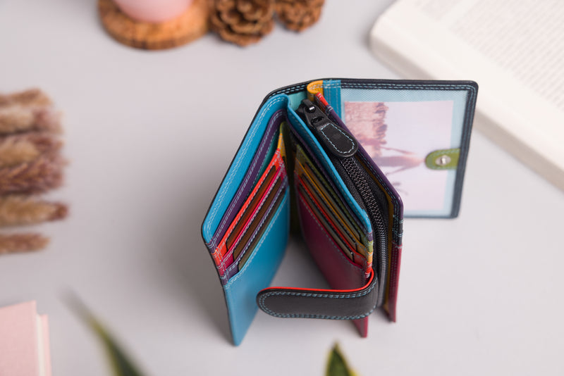 Personalised Engraved Black Multi Leather Purse