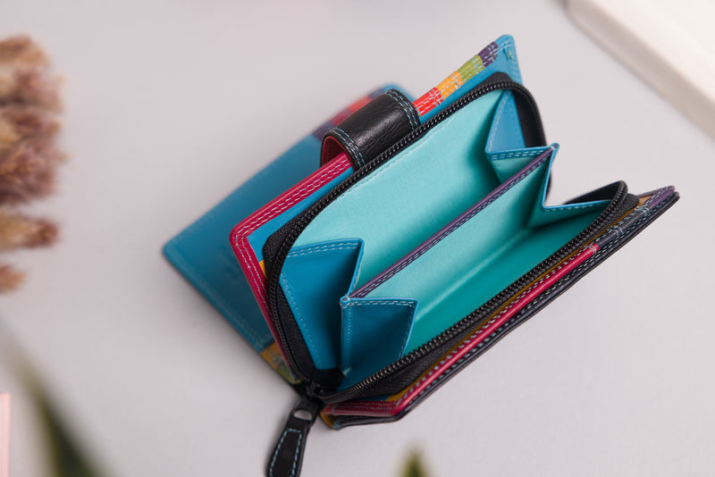 Personalised Engraved Black Multi Leather Purse
