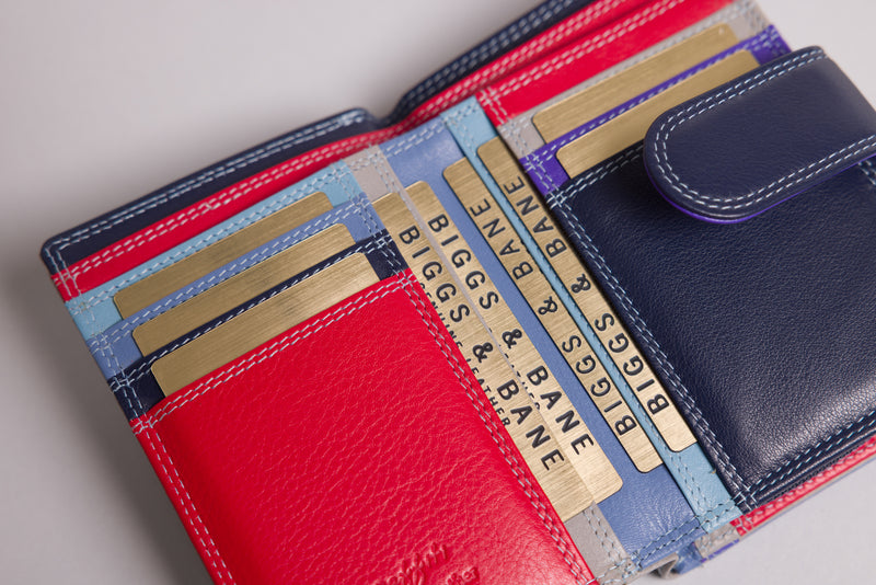 Personalised Engraved Sky Multi Leather Purse