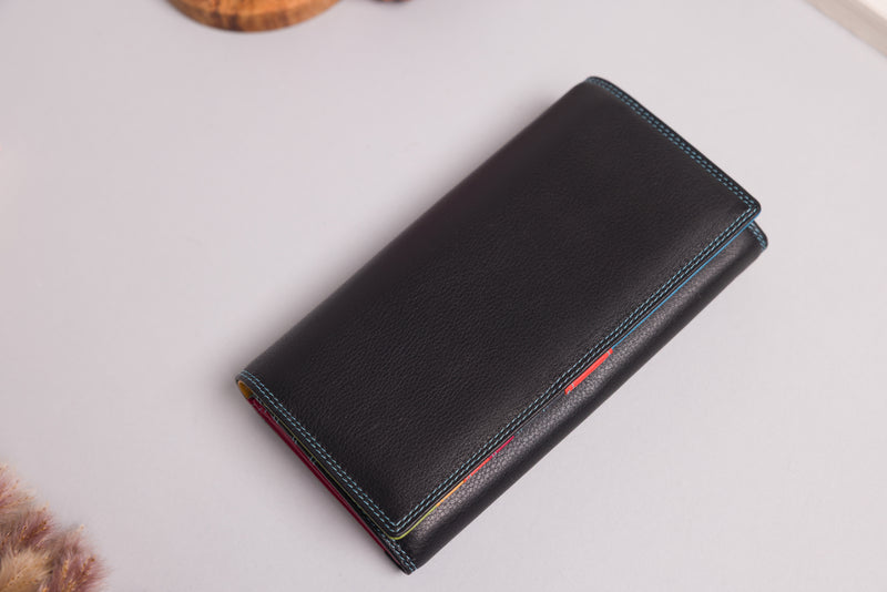Personalised Engraved Large Capacity Black Multi Leather Purse