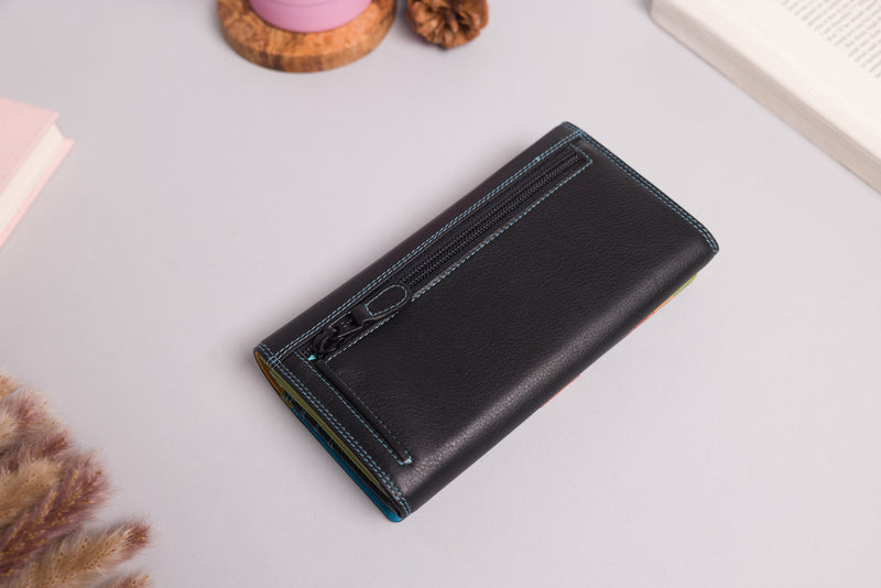 Personalised Engraved Large Capacity Black Multi Leather Purse