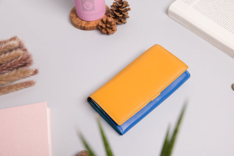 Personalised Engraved Blue Multi Leather Purse