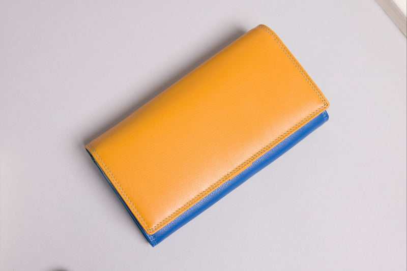 Personalised Engraved Blue Multi Leather Purse