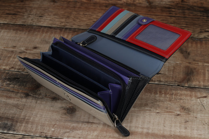 Personalised Engraved Sky Multi Leather Purse