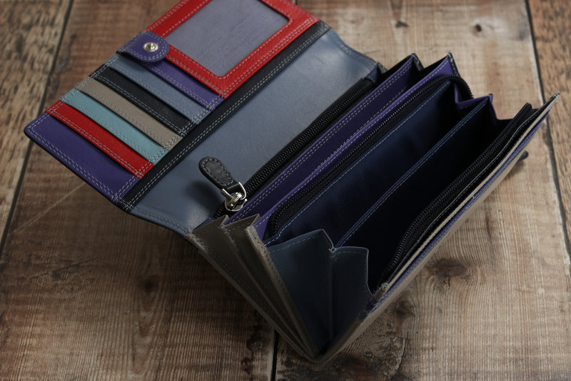 Personalised Engraved Sky Multi Leather Purse
