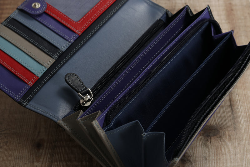 Personalised Engraved Sky Multi Leather Purse