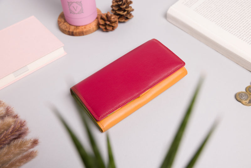 Personalised Engraved Large Capacity Red Multi Leather Purse