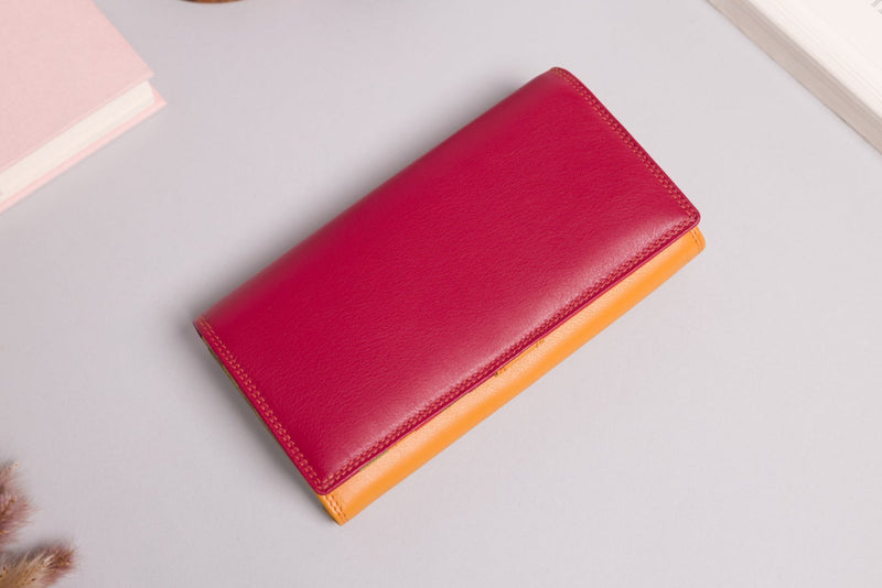 Personalised Engraved Large Capacity Red Multi Leather Purse