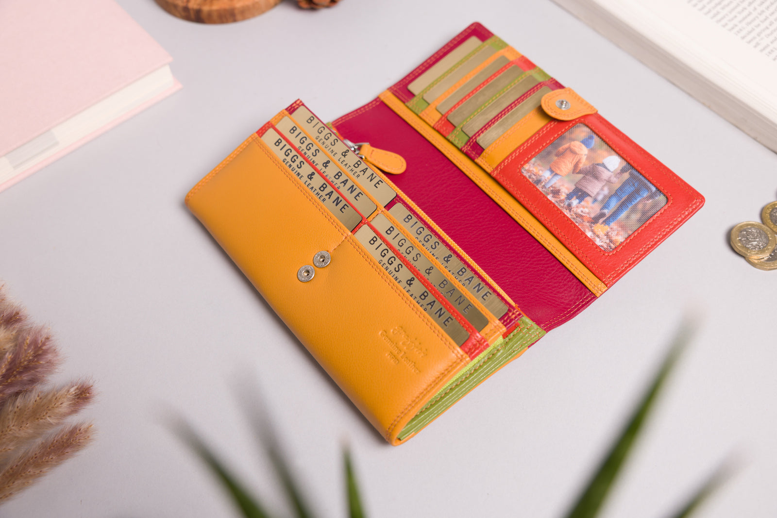 Personalised Engraved Red Multi Leather Purse