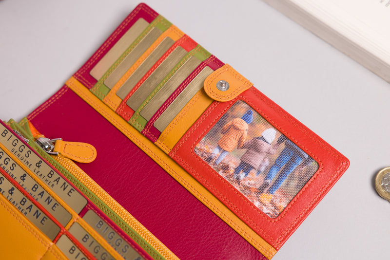 Personalised Engraved Large Capacity Red Multi Leather Purse