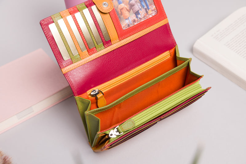 Personalised Engraved Large Capacity Red Multi Leather Purse