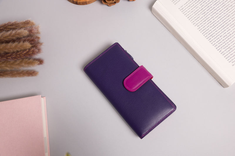 Personalised China Rose Multi Leather Purse – Women’s RFID Long Wallet with Multiple Card Slots
