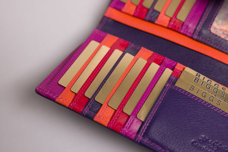 Personalised China Rose Multi Leather Purse – Women’s RFID Long Wallet with Multiple Card Slots