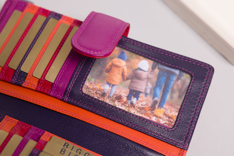Personalised China Rose Multi Leather Purse – Women’s RFID Long Wallet with Multiple Card Slots