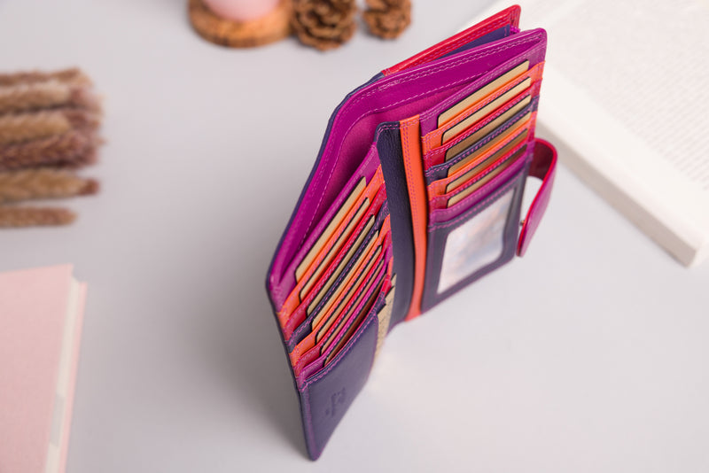 "Ladies RFID wallet in two-tone leather design"