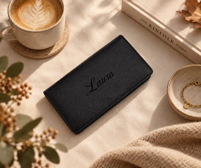 Personalised Black Leather Purse for Women | RFID Multi-Colour Wallet