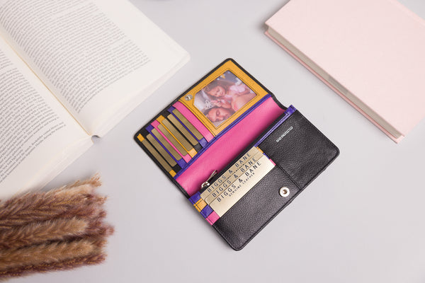 Personalised Engraved Black Multi Leather Purse
