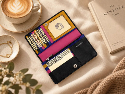 Personalised Black Leather Purse for Women | RFID Multi-Colour Wallet