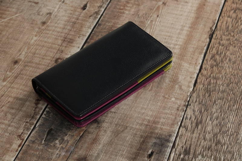 Personalised Engraved Navy Multi Leather Purse