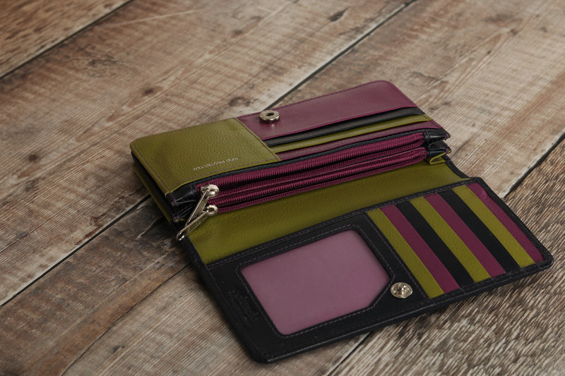 Personalised Engraved Navy Multi Leather Purse