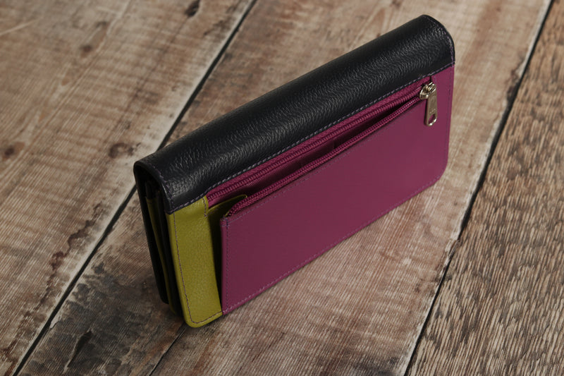 Personalised Engraved Navy Multi Leather Purse