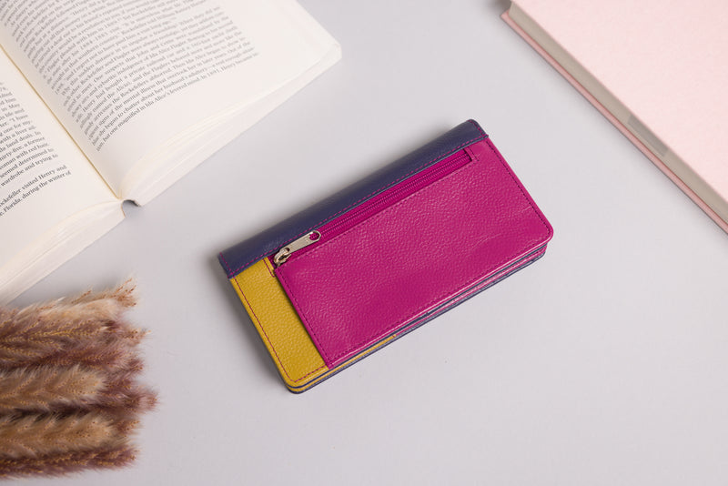 Personalised Engraved Navy Multi Leather Purse