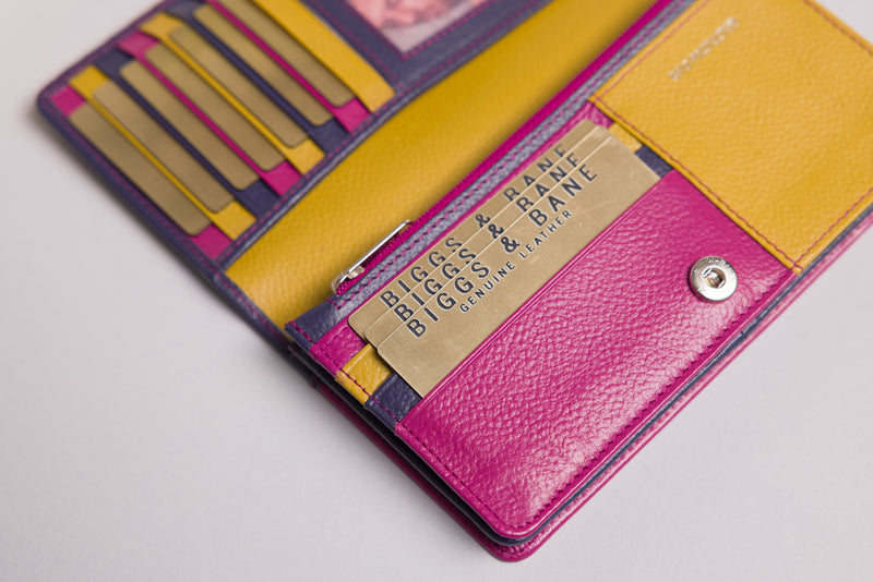 Personalised Engraved Navy Multi Leather Purse