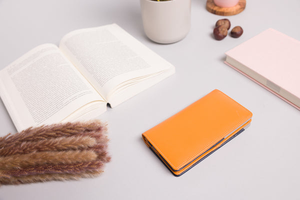 Personalised Engraved Orange Multi Leather Purse