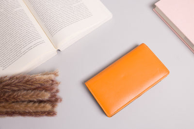 Personalised Orange Leather Purse for Women | RFID Multi-Colour Wallet