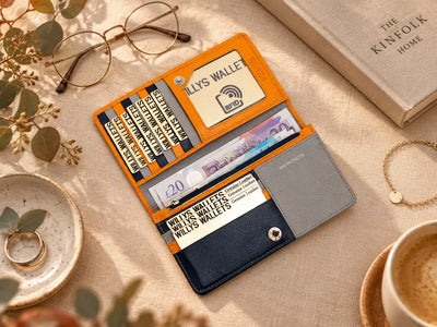 Personalised Orange Leather Purse for Women | RFID Multi-Colour Wallet