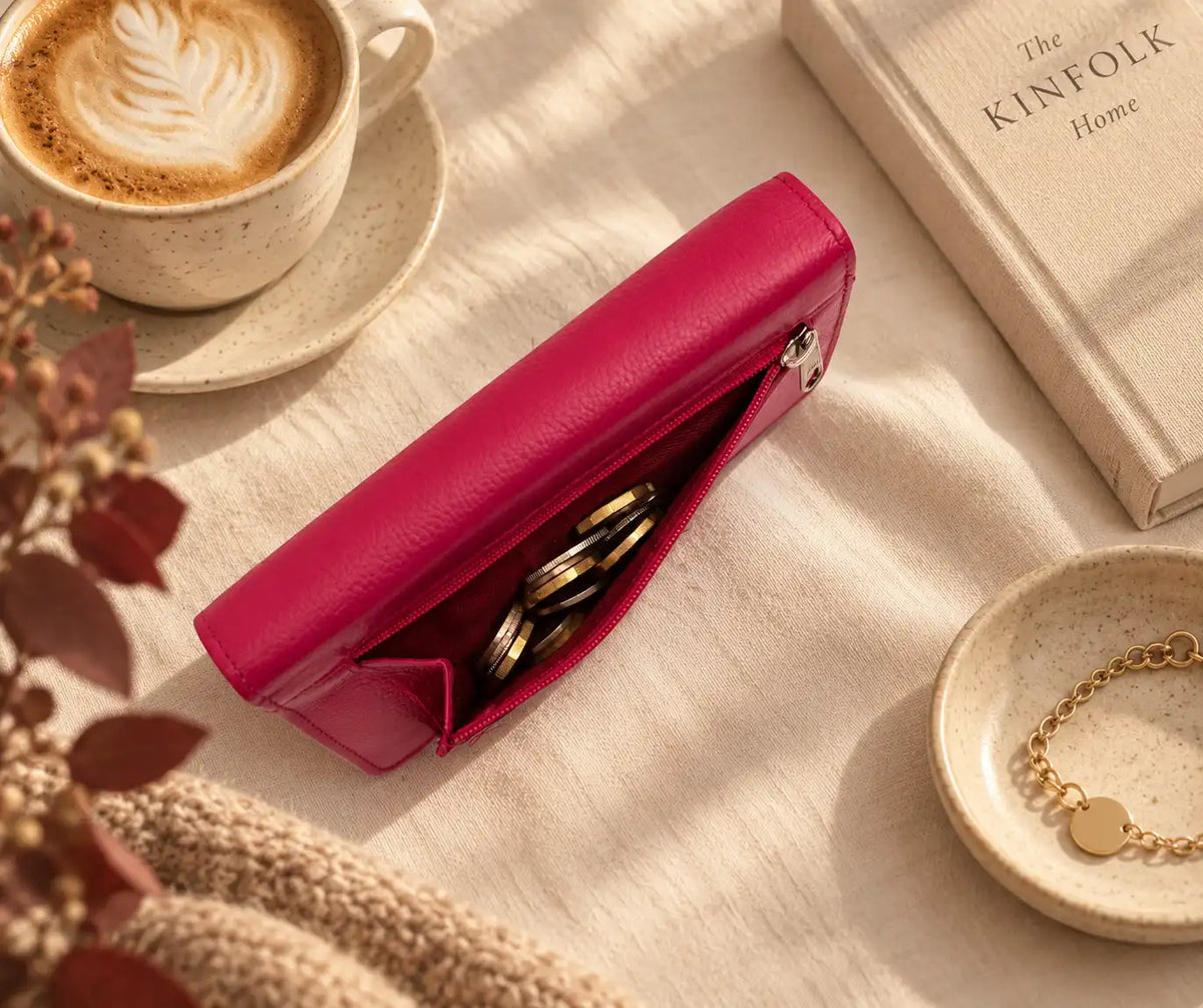 Personalised Pink Leather Purse for Women | RFID Ladies Wallet