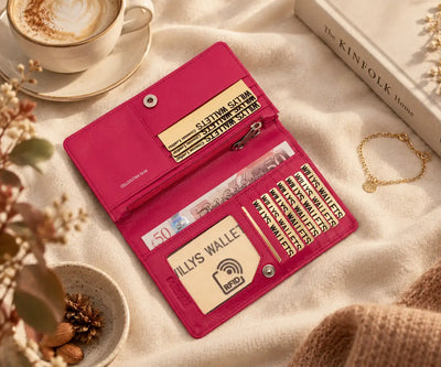 Personalised Pink Leather Purse for Women | RFID Ladies Wallet