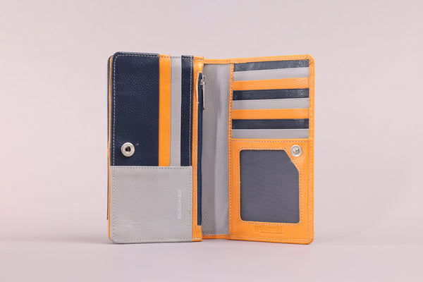 Personalised Engraved Orange Multi Leather Purse