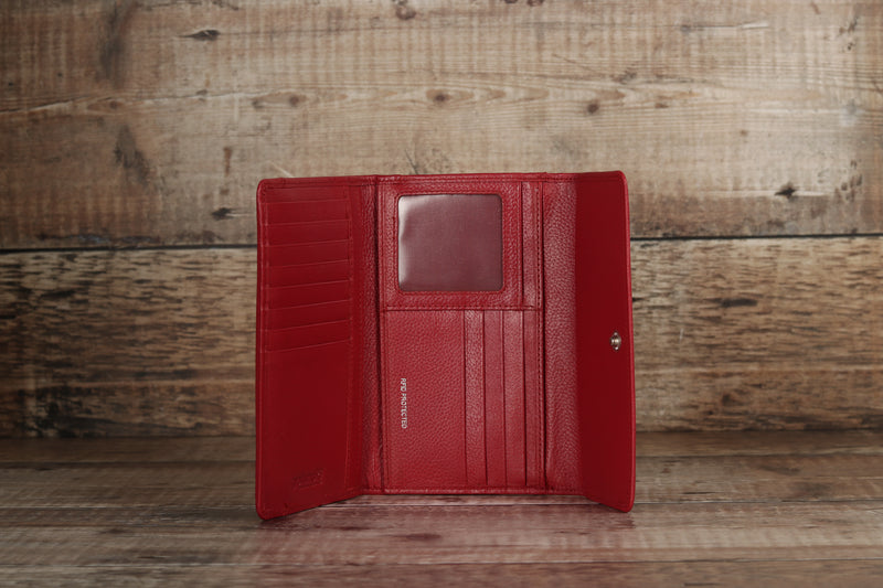 Personalised Engraved Red Leather Purse