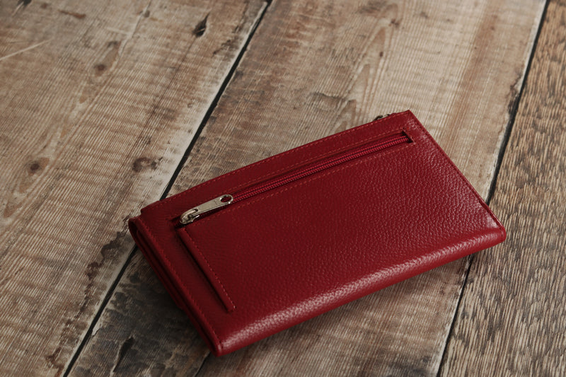 Personalised Engraved Red Leather Purse