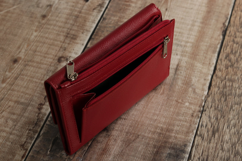 Personalised Engraved Red Leather Purse