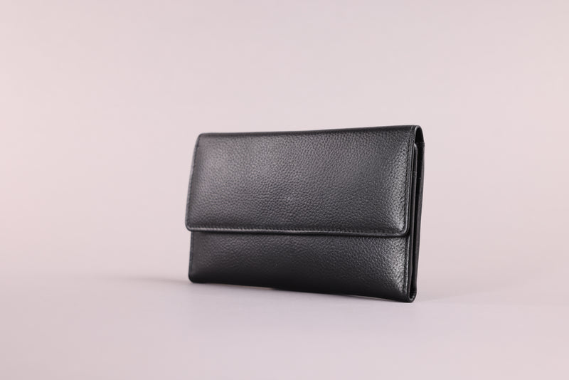 Personalised Engraved Black Leather Purse