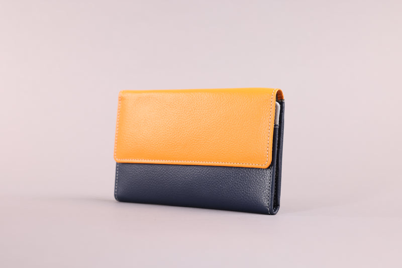 Personalised Engraved Orange Multi Leather Purse